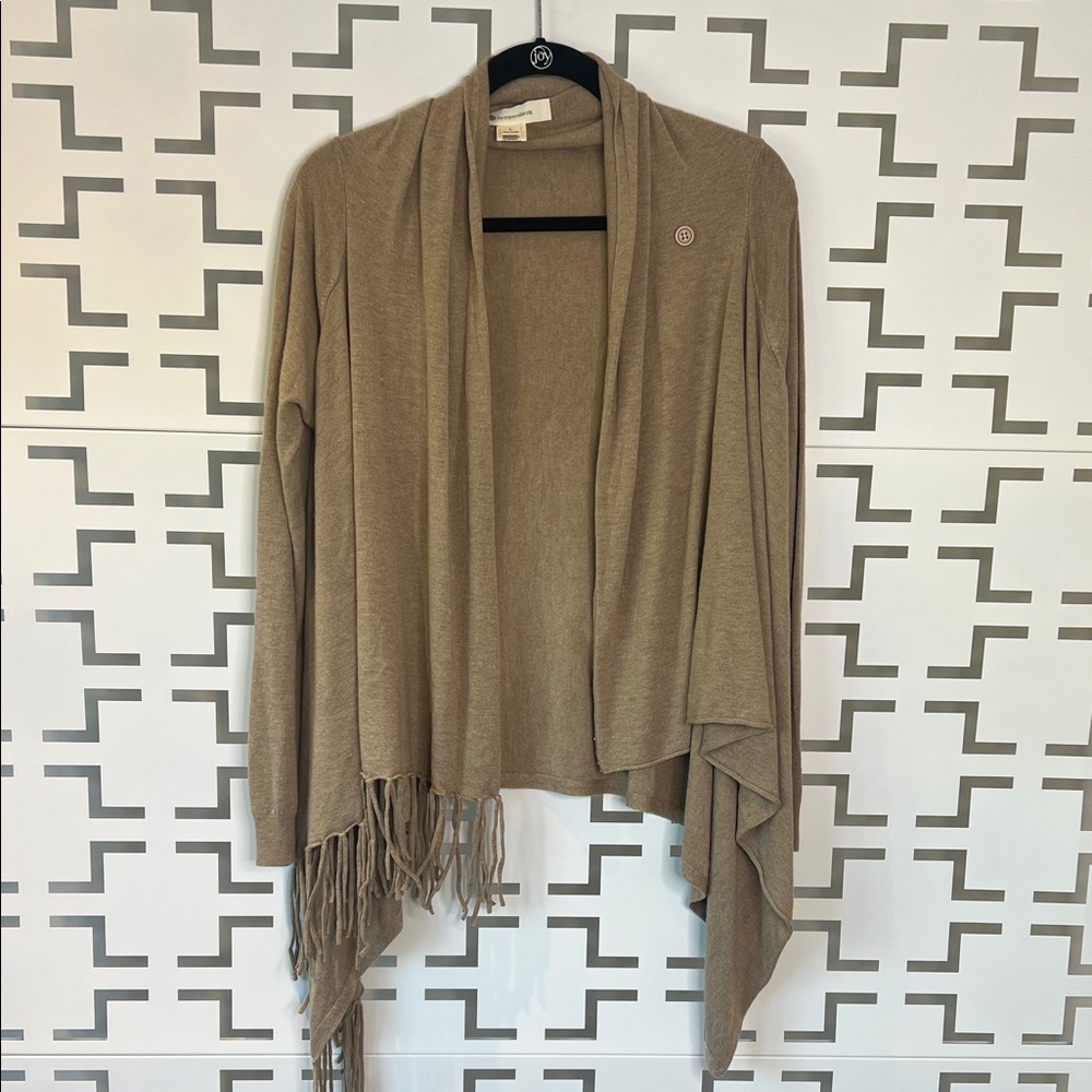 The Impeccable Pig Taupe Fringe Cardigan